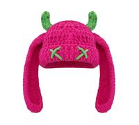 MCAOAL Cappello invernale elastico in corno da diavolo Copricapo morbido per cosplay anime da indossare ogni giorno Festival Halloween Berretto lavorato a maglia all ' uncinetto per ragazze adulte