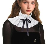 MCAOAL Donne Vittoriane Ruffle Stand Collare Falso Vintage Rinascimentali Collo Ruff Scialle Sciarpa Nastro Cravatta Bowknot Mantella Collare Falso