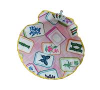MCAOAL Night Mahjong Vassoio Catchall a Forma ventaglio con Grafica, Bordo Dorato, Supporto per Clip per punteggi, Gioielli, tavolino da caffè, Monete, Gioielli, da Tavolo, Accento, opere d ' Arte,