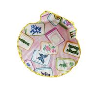 MCAOAL Night Mahjong Vassoio Catchall a Forma ventaglio con Grafica, Bordo Dorato, Supporto per Clip per punteggi, Gioielli, tavolino da caffè, Monete, Gioielli, da Tavolo, Accento, opere d ' Arte,