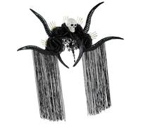 MCAOAL Punk Teschio Antilope Horn Fascia Regolabile Elastico Capelli Cerchio Per Mascherata Halloween Party Accessori Donne Giochi Di Ruolo Accessori Per Capelli Accessori