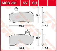 Set di pastiglie freno, freno a disco LUCAS TRW MCB781SV