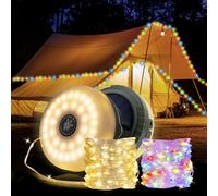 Mcbazel 10m Luci LED Solari per Camping con Telecomando, Luci Magiche Impermeabili per Esterni/Tenda/Giardino/Caravan - Ideale per Halloween e Natale, 5 Modalità, USB-C/Solare, IP44