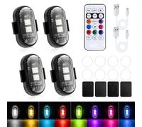 Mcbazel 4 Pezzi di Luci Stroboscopiche a LED, Luce Stroboscopica di Emergenza, Luce Lampeggiante a 8 Colori per Auto, Moto, Bicicletta, Drone