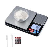 Mcbazel Bilancia da Cucina Digitale con Doppia Piattaforma, Bilancia di Precisione Ricaricabile 10kg/1g & 500g/0,01g via USB/Batteria/Batteria Ricaricabile, Acciaio Inossidabile, Inclusa Funzione PCS