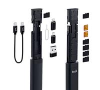 Mcbazel BUDI 9-IN-1 Cavo Dati da Viaggio Custodia per Scheda SIM, Linea Dati Compatta da Viaggio Custodia per Scheda SD USB con Adattatore Tipo C/Micro USB/Cavo USB C - Nero