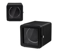 Mcbazel Carica Orologi Automatico Rotante, Elegante Scatola Carica Orologi Automatica Singola con Motore Silenzioso, 4 Modalità di Rotazione, Scatola Rettangolare in Pelle PU con Luce LED - Nero