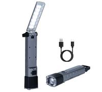 Mcbazel Lampada da Lavoro Ricaricabile a LED COB, 3 Fonti Luminose e 6 Modalità, Torcia COB con Zoom Continuo, Base Magnetica Pieghevole a 210° e Gancio, Impermeabile per Riparazioni e Campeggio - Arg