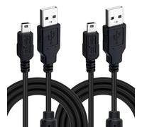 Mcbazel Lotto di 2 Cavi di Ricarica e Connessione USB a Mini USB da 3 Metri per Controller DualShock per PS3/Gamepad/Dispositivo con Porta Mini con Anello Magnetico Anti-Interferenze - Nero