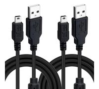 Mcbazel Lotto di 2 Cavi di Ricarica e Connessione USB a Mini USB da 3 Metri per Controller DualShock per PS3/Gamepad/Dispositivo con Porta Mini con Anello Magnetico Anti-Interferenze - Nero