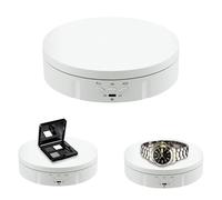 Mcbazel Piatto girevole elettrico a 360 gradi, per fotografia, piatto girevole elettrico, supporto per display da 3 kg, per la presentazione di gioielli, orologi, prodotti digitali, 14,5 cm (bianco)