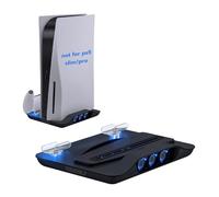 Mcbazel PS5 - Ventola di raffreddamento verticale per PS5, multifunzionale a luce blu e LED, ricarica rapida per controller di gioco per console PS5, colore: nero (non per PS5 Slim)