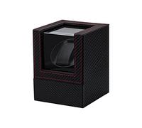 Mcbazel Scatola Carica Orologio Automatici, Single Watch Winder Box Pelle Sintetica Carbon Fiber Pattern Watch Case with EU Plug - Black/Red