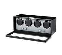 Mcbazel Scatola Remontoir Automatico in Pelle PU Rettangolare per 4 Orologi, Motore Ultra Silenzioso con 4 Cadrani per Orologi, Display con Luce LED, 4 Modalità di Rotazione - Nero