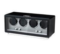 Mcbazel Scatola Remontoir Automatico in Pelle PU Rettangolare per 4 Orologi, Motore Ultra Silenzioso con 4 Cadrani per Orologi, Display con Luce LED, 4 Modalità di Rotazione - Nero