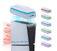Mcbazel Stazione di Raffreddamento per PS5 Slim con RGB, Ventola Regolabile a 3 Velocità, Copertura Antipolvere e Porte USB - Bianco (Compatibile solo con per PS5 Slim Disc/Digital).