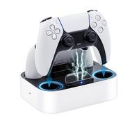 Mcbazel Stazione di Ricarica PS5, Supporto di Ricarica Rapida Protezione da Surriscaldamento PS5 Dock di Caricabatterie Protezione con Indicatore LED per Controller DualSense PlayStation 5 - Bianco