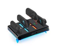 Mcbazel Stazione di Ricarica RGB per Switch 2, Caricabatterie Magnetico per Controller con 9 Modalità di Illuminazione, Design con Inclinazione di 17 Gradi e Supporto da Parete, Indicatori LED