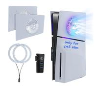 Mcbazel Striscia LED RGB per PS5 Slim con Piastra Anteriore di Sostituzione e Foro di Raffreddamento, Set con Hub USB a 2 Porte - Bianco (Non per PS5/PS5 Pro)