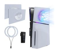 Mcbazel Striscia LED RGB per PS5 Slim con Piastra Anteriore di Sostituzione e Foro di Raffreddamento, Set con Hub USB a 2 Porte - Bianco (Non per PS5/PS5 Pro)