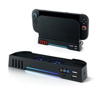 Mcbazel Switch 2 Dock Ventola di Raffreddamento con Luci RGB, Velocità Regolabile a 3 Impostazioni, Supporto per Archiviazione Schede di Gioco, Porte USB per Caricamento per la Console Switch 2