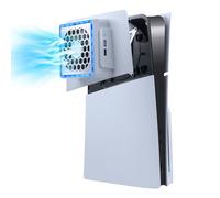 Mcbazel Ventola di Raffreddamento Laterale per PS5 Slim con Luce RGB, Ventola Calore Regolabile a 3 Velocità e Accessorio con USB adatto a Console PS5 Slim Digital/Disc Console(Non per PS5/PS5 Pro)