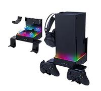 Mcbazel Xbox Series X Kit di Montaggio a Parete con Ventola di Raffreddamento, Staffa per Sistema di Raffreddamento a LED RGB con Livelli di Velocità regolabili/Porte USB/Staffe per Controller
