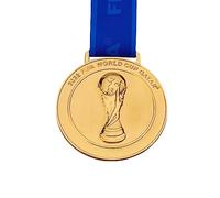 MCBEAN Medaglia d'oro della Coppa del Mondo del Qatar, Replica, medaglie del Premio del Campione di Calcio, Regalo commemorativo per i Tifosi, Nastro Blu con Scollo a V Largo 7,6 cm
