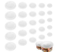 McBlast 25 Couvercles pour Boîtes de Conserve d'Aliments, Couvercles en Plastique Réutilisables pour Aliments Chats et Chiens, Couvercle pour pots de yaourt, conservation (60/75/85/102/130 mm)