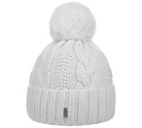 McBURN Giant Berretto con PON Donna - Made in Italy Beanie Invernale Berretti Pompon Lavorato a Maglia Risvolto, Fodera, Fodera Autunno/Inverno - Taglia Unica Bianco Crema