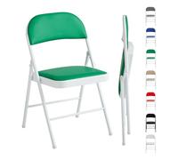 mcc direct Set di 1 sedia pieghevole in ecopelle, con struttura in metallo e seduta imbottita, facile da piegare e riporre per casa, ufficio, sala da pranzo e reception (verde)