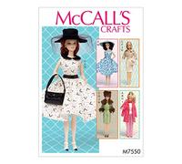 McCall' s Patterns Modello 7550 OS, Abiti e Accessori per 11 1/2" Doll, Multi/Colore