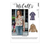 McCall's McCalls Pattern M8067E5 Misses' Button-Front Tops with Collar And Sleeve Options E5 (14-16-18-20-22) M8067E5-Top da Donna con Bottoni, con Colletto e Maniche, Modello, Vario