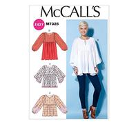 McCall's Patterns 7325 Y, Top e Tunica da Donna, Taglie XSm-Med, Voile, Multicolore, Y (X-Small-Small-Medium)