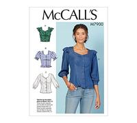 McCall's Patterns M7900E5 - Camicetta da donna, a maniche corte, a 3/4, con gomiti, taglia 42-22