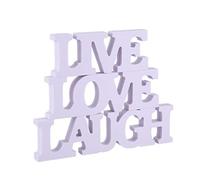 Mcclellanty 3 pezzi Vivere Love Ridere Lettere in legno per la decorazione di nozze (bianco)