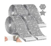 Mcclellanty 4 rotoli di strisce di strass autoadesive per lavori manuali, strass fai da te