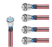 Mcclellanty Interruttore a pulsante 5 pezzi con fascio pre-cablato LED Interruttore metallico rotondo impermeabile 12 mm