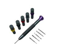 Mcclellanty Set di Cacciaviti per Orologi Ad Alta Durezza, Impugnatura Spessa, Strumento per La Riparazione di Orologi In Acciaio Rapido con 5 Punte per da 0,8 mm A 1,6 mm + 1,4 mm