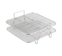 Mcclellanty Vaso per friggitrice ad aria in acciaio inox, supporto a doppio strato, supporto per arrostire quadrato multiuso, supporto per friggitrici ad aria 5QT/5.7QT/6.8QT