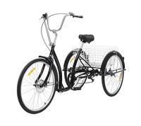 MccoMMon 26 pollici, 6 marce, triciciclo per adulti, per anziani, trasporto con cestini, nero, 3 ruote, capacità di carico 120 kg, per città piste ciclabili