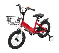 MccoMMon Bicicletta per bambini da 14 pollici, 3 - 5 anni, per bambini, con ruote di supporto e cestello, regolabile in altezza per allenamento (rosso)