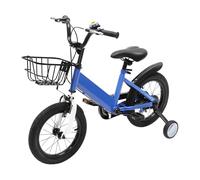 MccoMMon Bicicletta per bambini da 14 pollici, 3 - 5 anni, per ragazze, con ruote di supporto e cestello, regolabile in altezza per allenamento (blu)