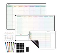 MCCORL Planning Settimana,Calendario magnetico Frigo,pianificatore settimanale,planner familiare, planning mensile,pianificatore di menu/pasto cancellabile-in francese