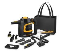 McCulloch MC1230 Handheld Steam Cleaner with Extension Hose,Quick heat-up time, 11-Piece Accessory Set, Chemical-Free Cleaning for Tile, Black