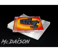 McDAISON 100 BUSTE CD DVD per custodie JEWEL CASE RICHIUDIBILI fascetta adesiva
