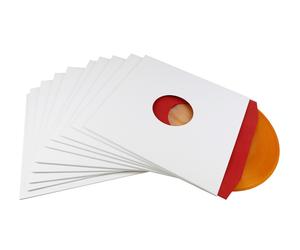 McDAISON - 100 COPERTINE BIANCHE in cartoncino CON FORO per dischi LP 33 giri 12