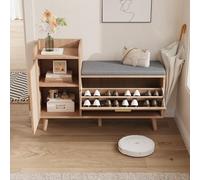 MCDSAJ Piccola scarpiera in legno, scarpiera con cassetti ribaltabili e armadietto laterale, organizer per scarpe da ingresso, autoportante per corridoio, camera da letto, soggiorno