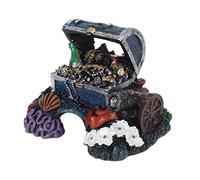 MCDSAJ Scrigno del tesoro per acquario, ornamento resinoso per acquario sommerso, ornamento per acquario, scatola per scrigno per acqua dolce salata, ornamento decorativo paesaggistico (blu)