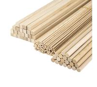 MCE-Commerce A509901145 - Bastoncini di legno, lunghezza 30 cm, in 3 misure, 20 100, 25 pezzi, colore naturale, multicolore, Ø 8 mm, Ø 3 mm, quadrati 8 x 8 x 8 mm